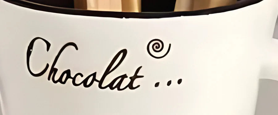 Inscription Chocolat sur le MeltaMug blanc